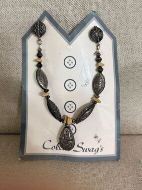 Vintage Collar Swag Silver Tone Western Boho Shirt Collar Necklace